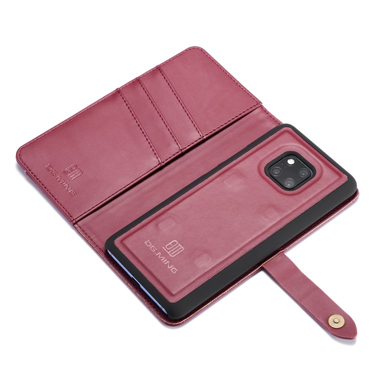 DG.MING Detachable 2 in 1 Split Leather Wallet Cover for Huawei Mate 20 Pro - Red-12