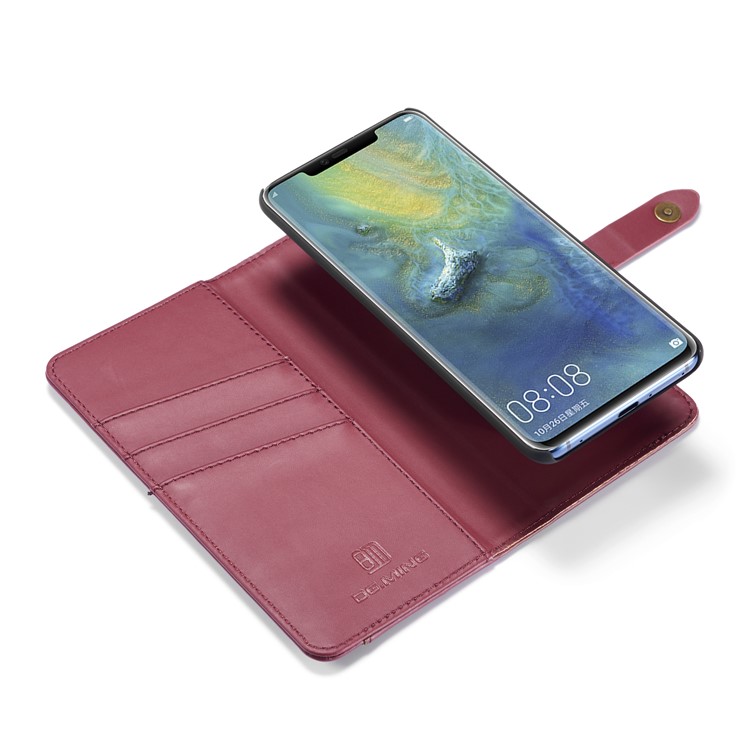 DG.MING Detachable 2 in 1 Split Leather Wallet Cover for Huawei Mate 20 Pro - Red-13