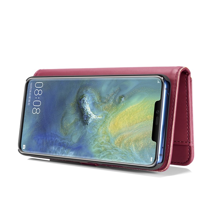 DG.MING Detachable 2 in 1 Split Leather Wallet Cover for Huawei Mate 20 Pro - Red-8