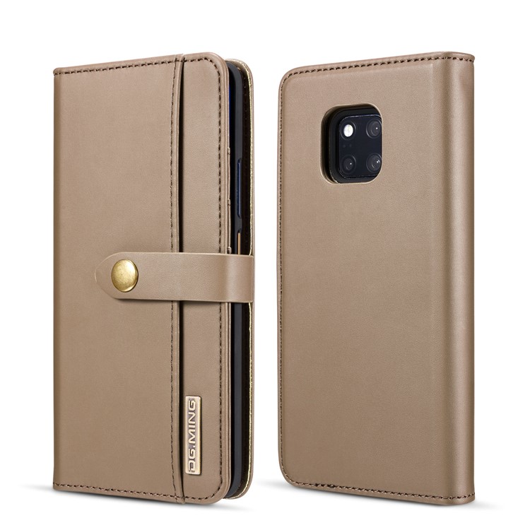 DG.MING Split Leather Wallet Case + Detachable PC Hard Shell for Huawei Mate 20 Pro - Brown-1