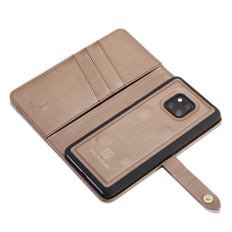 DG.MING Split Leather Wallet Case + Detachable PC Hard Shell for Huawei Mate 20 Pro - Brown-12