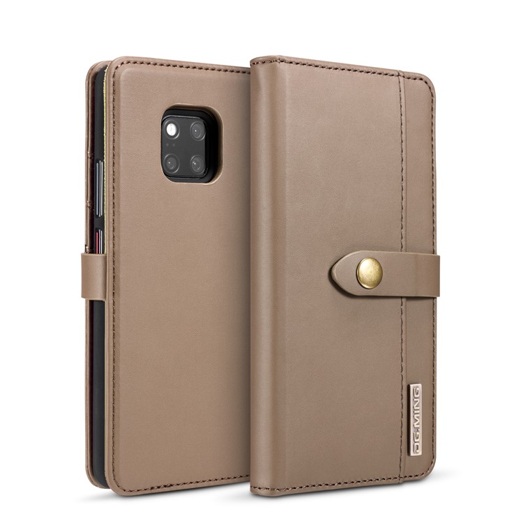 DG.MING Split Leather Wallet Case + Detachable PC Hard Shell for Huawei Mate 20 Pro - Brown-2