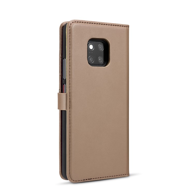 DG.MING Split Leather Wallet Case + Detachable PC Hard Shell for Huawei Mate 20 Pro - Brown-7