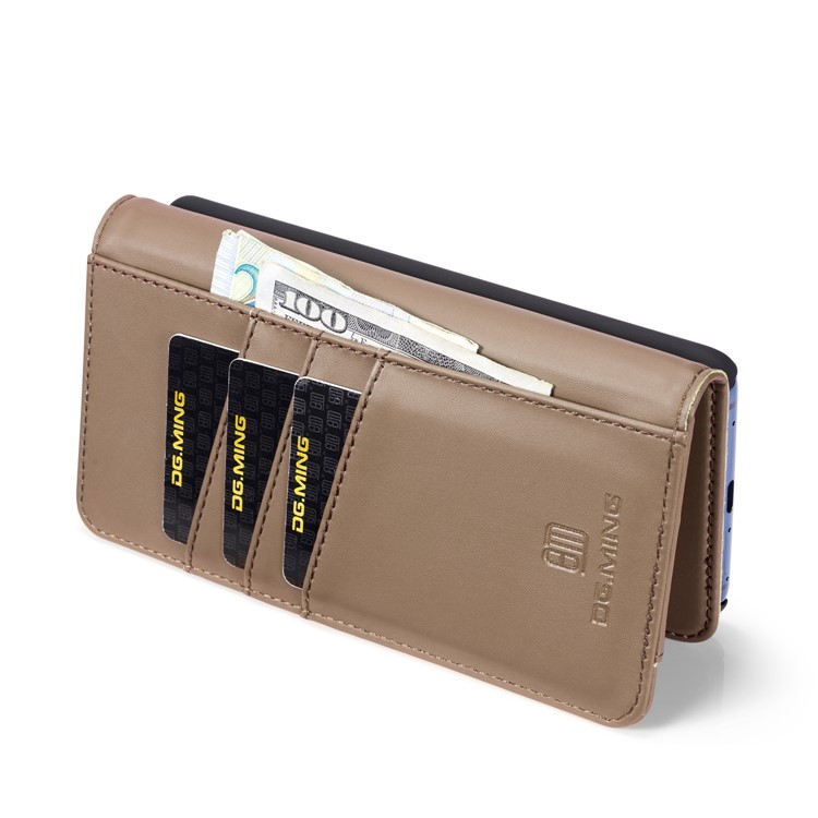 DG.MING Split Leather Wallet Case + Detachable PC Hard Shell for Huawei Mate 20 Pro - Brown-9