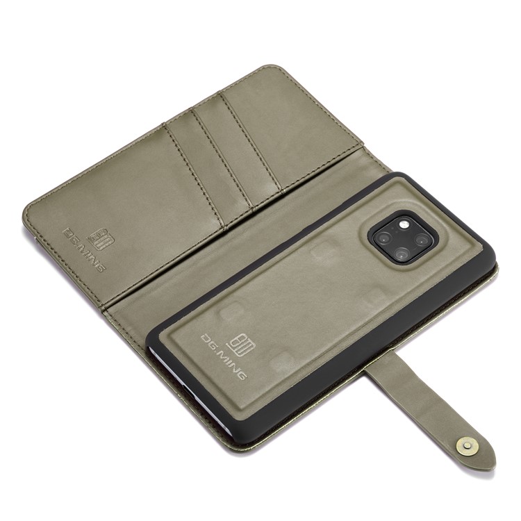 DG.MING Split Leather Wallet Cover + Detachable PC Phone Casing for Huawei Mate 20 Pro - Green-12