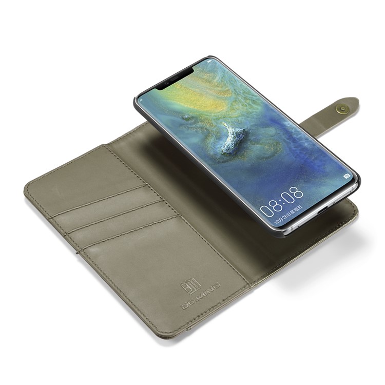 DG.MING Split Leather Wallet Cover + Detachable PC Phone Casing for Huawei Mate 20 Pro - Green-13
