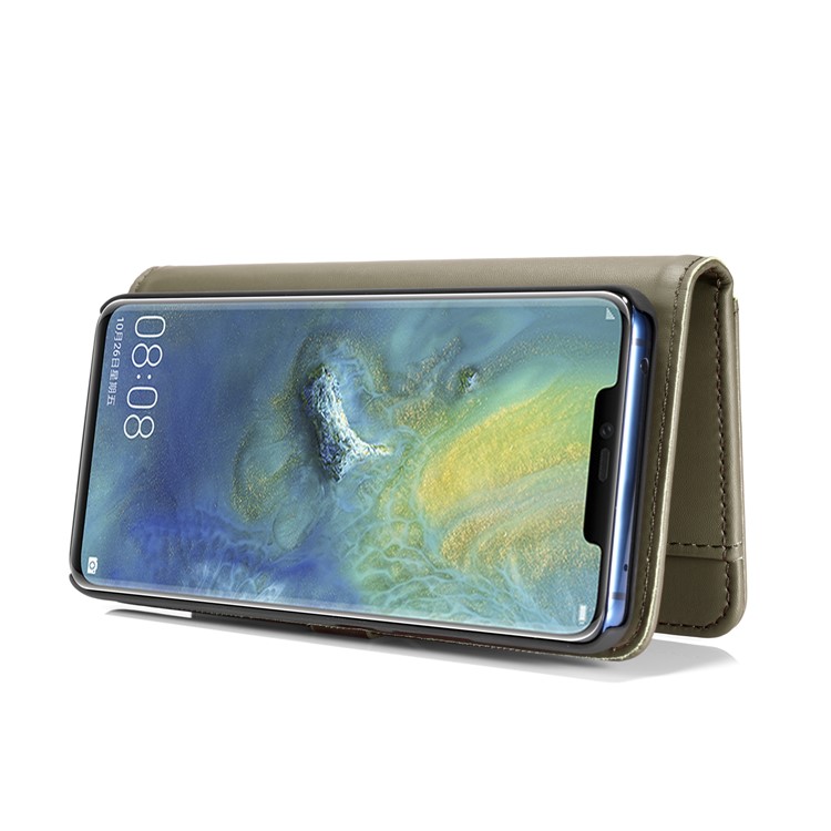 DG.MING Split Leather Wallet Cover + Detachable PC Phone Casing for Huawei Mate 20 Pro - Green-8