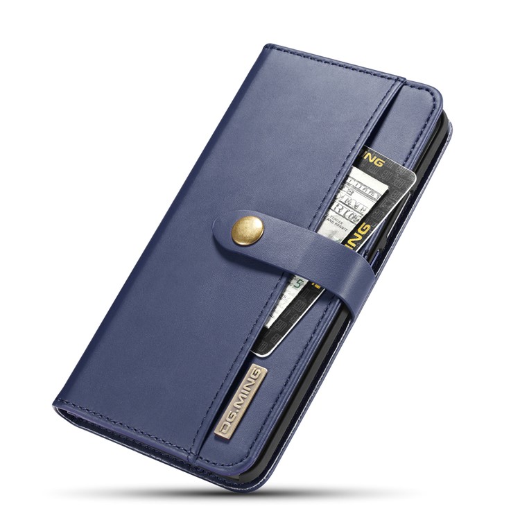 DG.MING Split Leather Wallet Cover + Detachable PC Mobile Phone Shell for Huawei Mate 20 Pro - Blue-11
