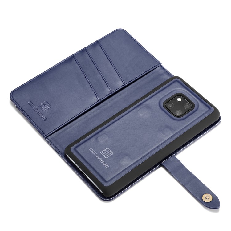 DG.MING Split Leather Wallet Cover + Detachable PC Mobile Phone Shell for Huawei Mate 20 Pro - Blue-12