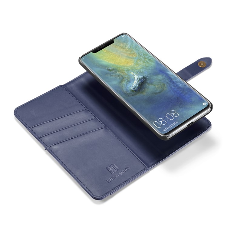 DG.MING Split Leather Wallet Cover + Detachable PC Mobile Phone Shell for Huawei Mate 20 Pro - Blue-13