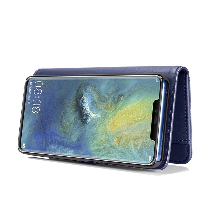 DG.MING Split Leather Wallet Cover + Detachable PC Mobile Phone Shell for Huawei Mate 20 Pro - Blue-8