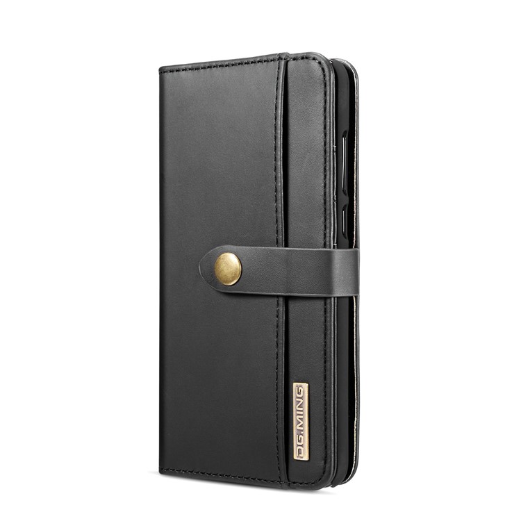 DG.MING Split Leather Wallet Cover + Detachable PC Phone Case for Huawei P20 Pro - Black-3