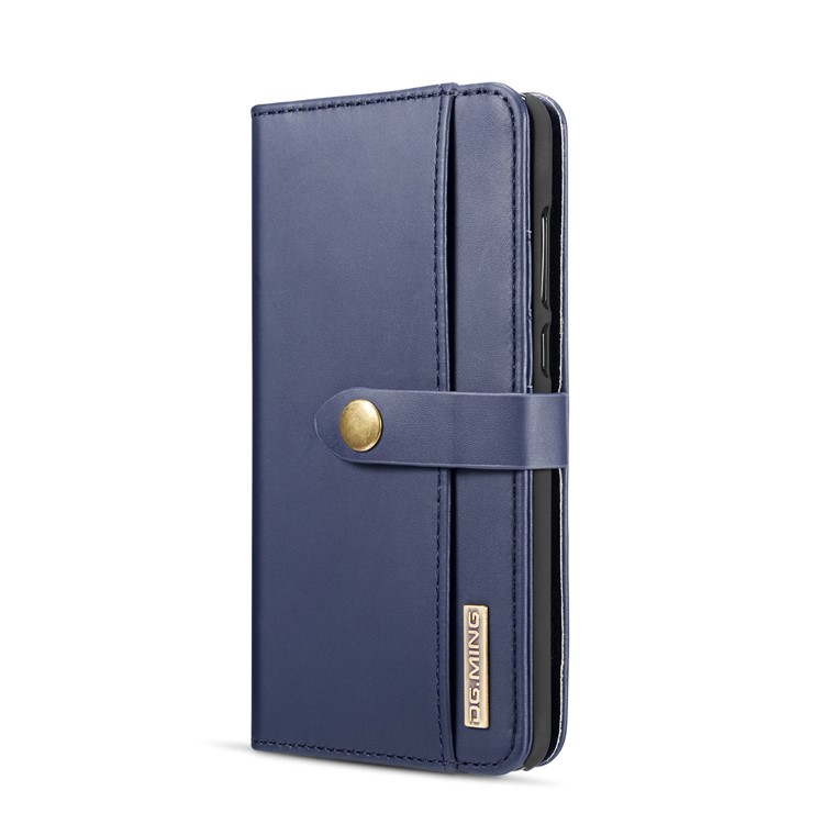 DG.MING Split Leather Wallet Cover + Detachable PC Phone Shell for Huawei P20 Pro - Blue-3
