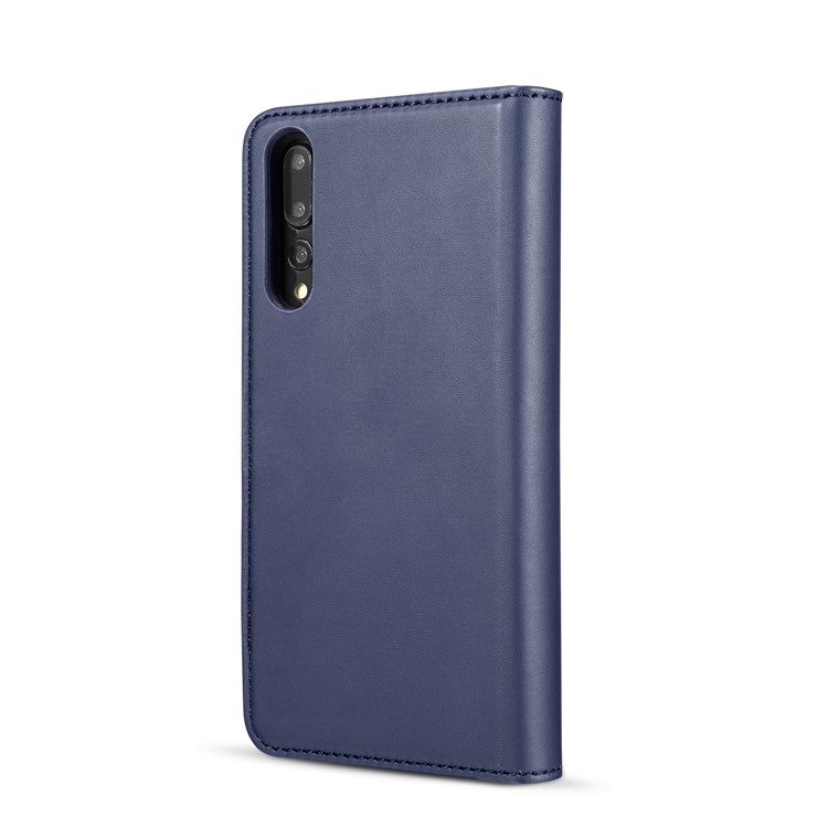DG.MING Split Leather Wallet Cover + Detachable PC Phone Shell for Huawei P20 Pro - Blue-4