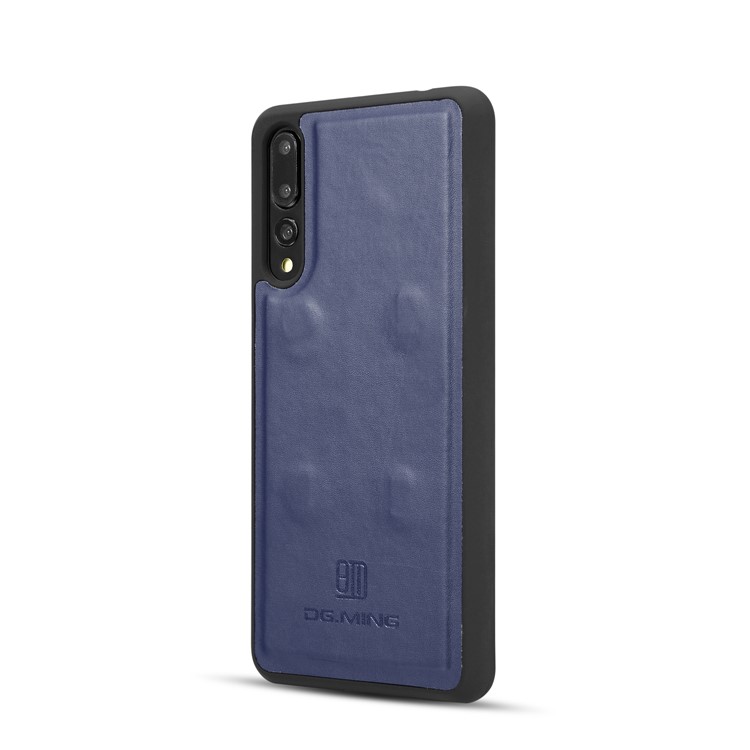 DG.MING Split Leather Wallet Cover + Detachable PC Phone Shell for Huawei P20 Pro - Blue-5