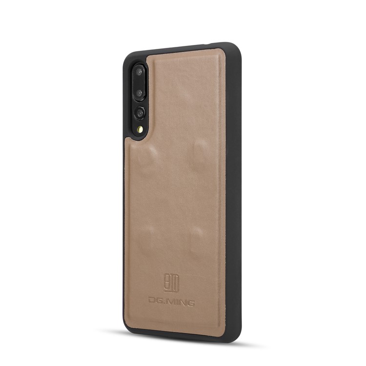 DG.MING Split Leather Wallet Cover + Detachable PC Mobile Shell for Huawei P20 Pro - Brown-5
