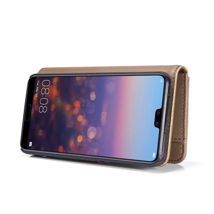 DG.MING Split Leather Wallet Cover + Detachable PC Mobile Shell for Huawei P20 Pro - Brown-8