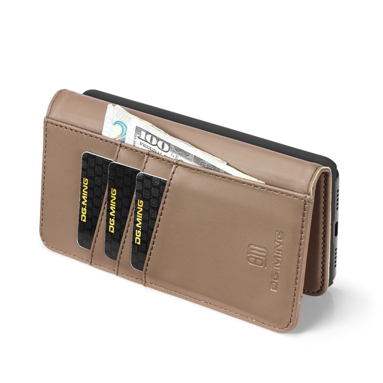 DG.MING Split Leather Wallet Cover + Detachable PC Mobile Shell for Huawei P20 Pro - Brown-9