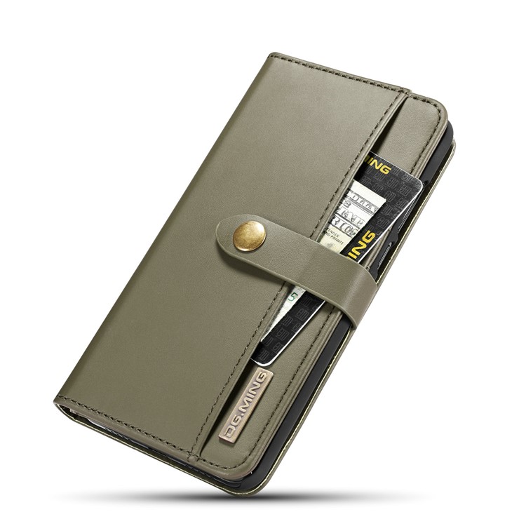 DG.MING Split Leather Wallet Case + Detachable PC Cell Phone Cover for Huawei P20 Pro - Green-11