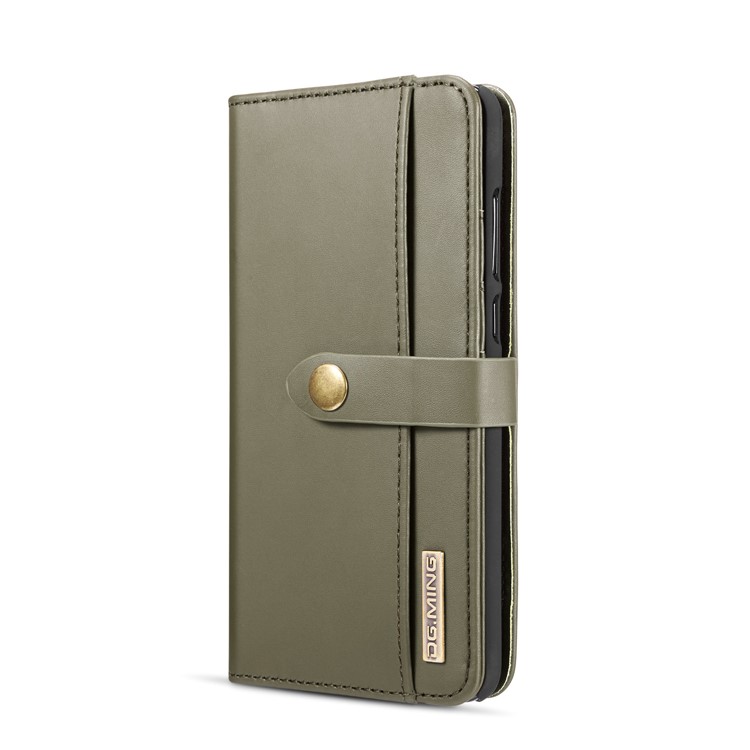 DG.MING Split Leather Wallet Case + Detachable PC Cell Phone Cover for Huawei P20 Pro - Green-3