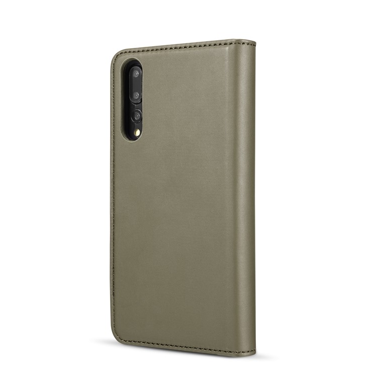 DG.MING Split Leather Wallet Case + Detachable PC Cell Phone Cover for Huawei P20 Pro - Green-4