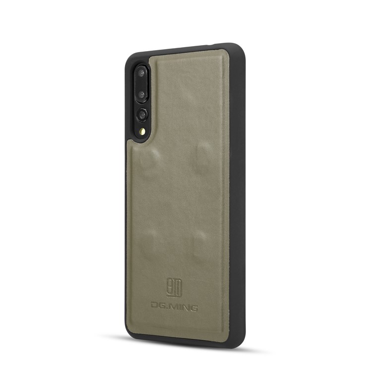 DG.MING Split Leather Wallet Case + Detachable PC Cell Phone Cover for Huawei P20 Pro - Green-5