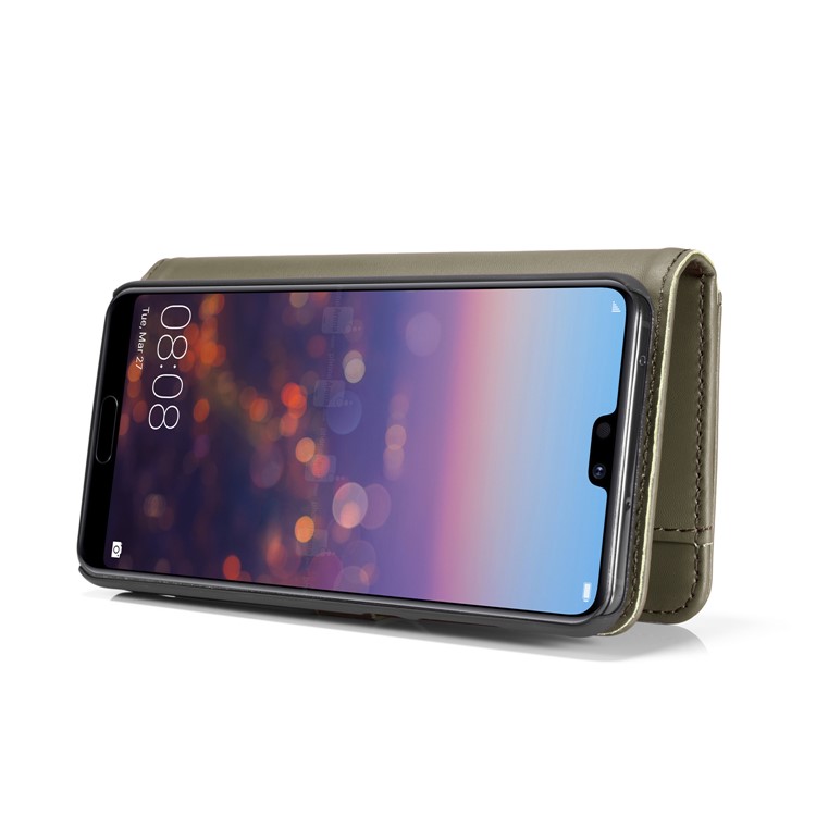 DG.MING Split Leather Wallet Case + Detachable PC Cell Phone Cover for Huawei P20 Pro - Green-8