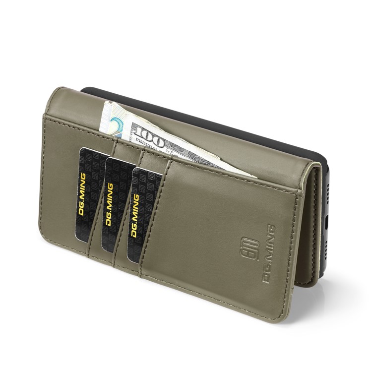 DG.MING Split Leather Wallet Case + Detachable PC Cell Phone Cover for Huawei P20 Pro - Green-9