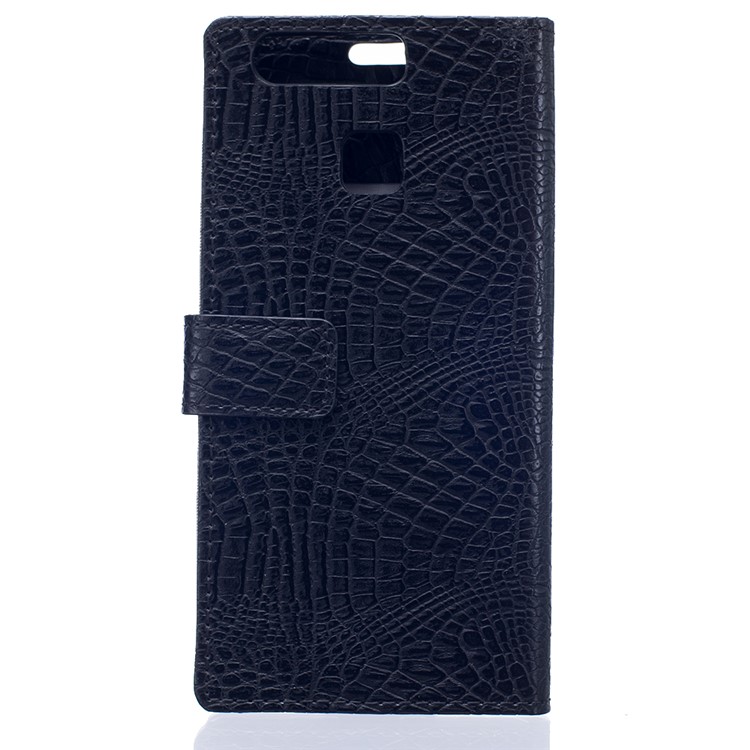Croco Skin Wallet Leather Stand Case for Huawei P9 - Black-2