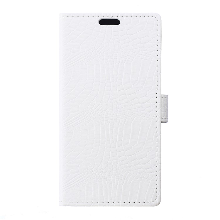 Croco Skin Wallet Leather Stand Cover for Huawei P9 - White-1