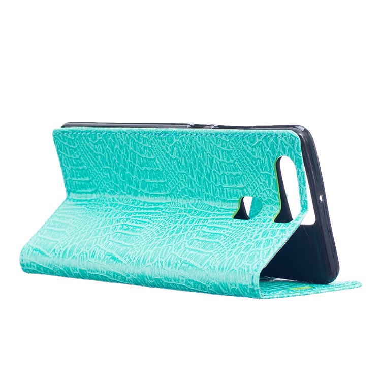 Croco Skin Phone Leather Stand Case for Huawei P9 - Cyan-3