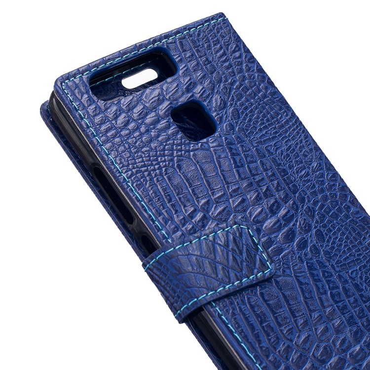Croco Skin PU Leather Stand Case for Huawei P9 - Dark Blue-5