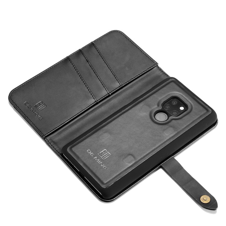 DG.MING Split Leather Wallet Case + Detachable PC Back Cover for Huawei Mate 20 - Black-12
