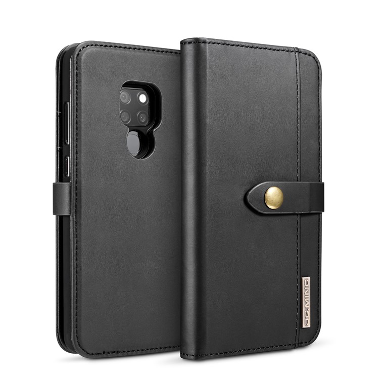DG.MING Split Leather Wallet Case + Detachable PC Back Cover for Huawei Mate 20 - Black-2