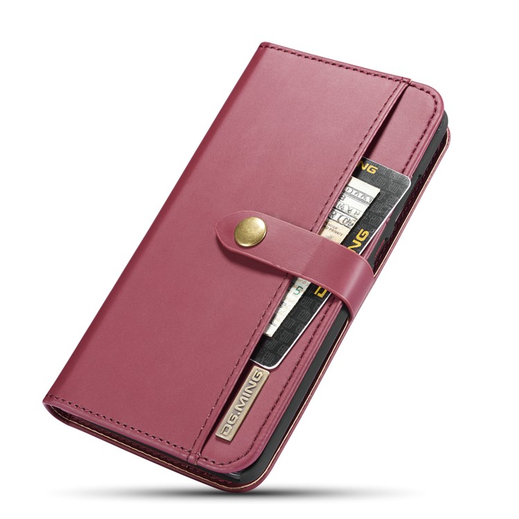 DG.MING Split Leather Wallet Case + Detachable PC Back Shell for Huawei Mate 20 - Red-11
