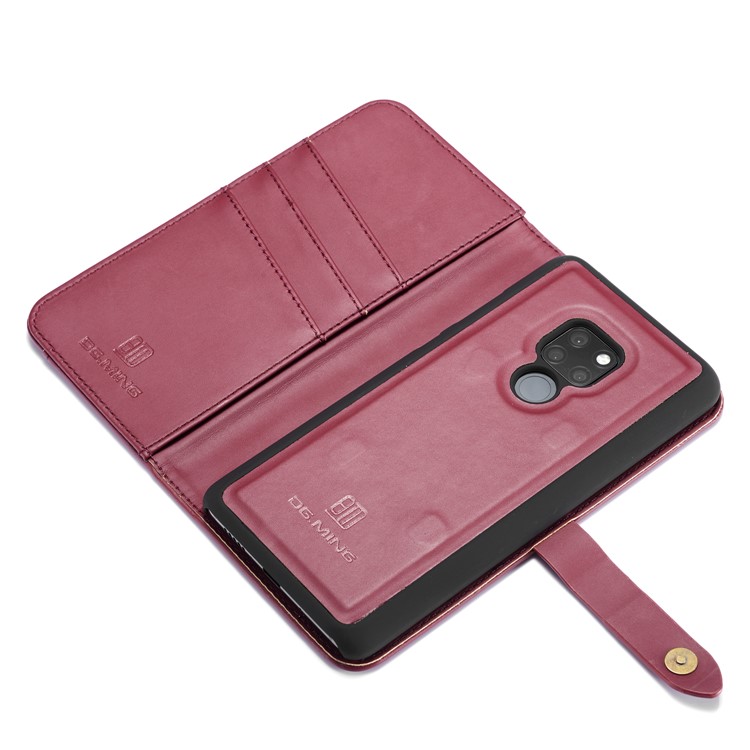 DG.MING Split Leather Wallet Case + Detachable PC Back Shell for Huawei Mate 20 - Red-12