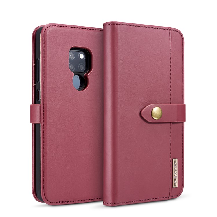 DG.MING Split Leather Wallet Case + Detachable PC Back Shell for Huawei Mate 20 - Red-2