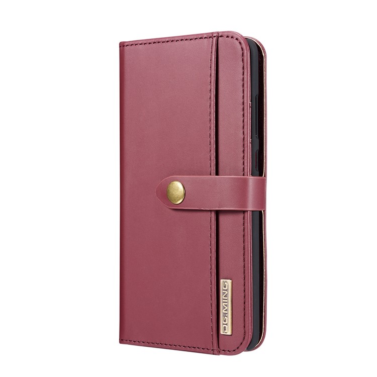 DG.MING Split Leather Wallet Case + Detachable PC Back Shell for Huawei Mate 20 - Red-3
