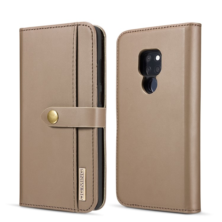 DG.MING Split Leather Wallet Cover + Detachable PC Phone Casing for Huawei Mate 20 - Brown-1