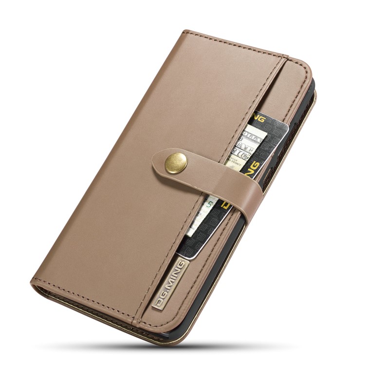 DG.MING Split Leather Wallet Cover + Detachable PC Phone Casing for Huawei Mate 20 - Brown-11