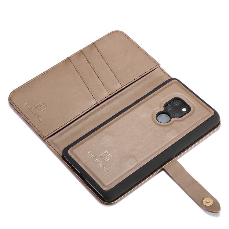 DG.MING Split Leather Wallet Cover + Detachable PC Phone Casing for Huawei Mate 20 - Brown-12