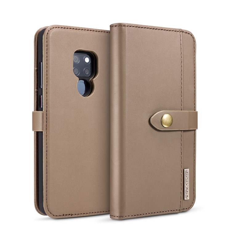 DG.MING Split Leather Wallet Cover + Detachable PC Phone Casing for Huawei Mate 20 - Brown-2
