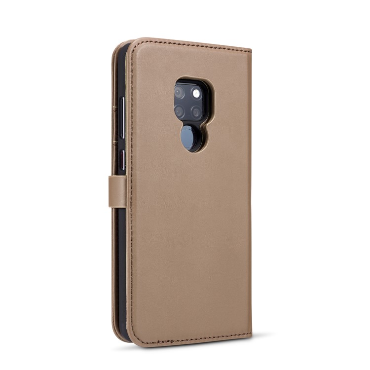 DG.MING Split Leather Wallet Cover + Detachable PC Phone Casing for Huawei Mate 20 - Brown-7