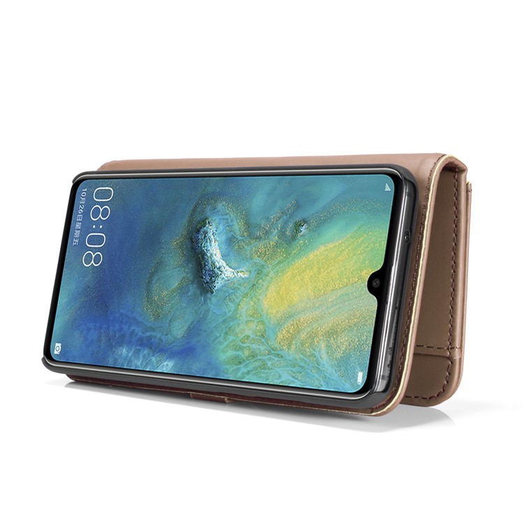 DG.MING Split Leather Wallet Cover + Detachable PC Phone Casing for Huawei Mate 20 - Brown-8