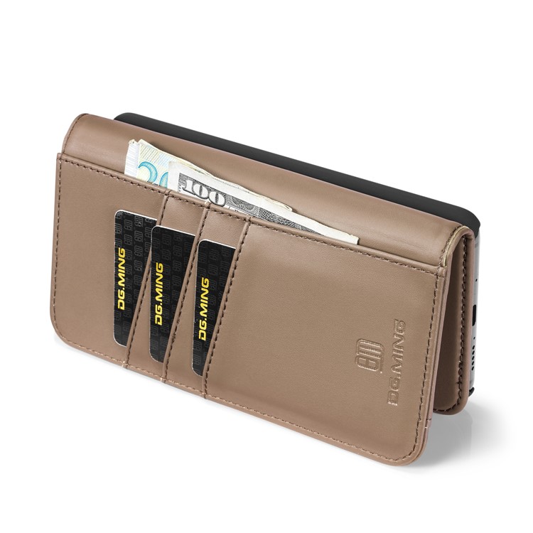 DG.MING Split Leather Wallet Cover + Detachable PC Phone Casing for Huawei Mate 20 - Brown-9