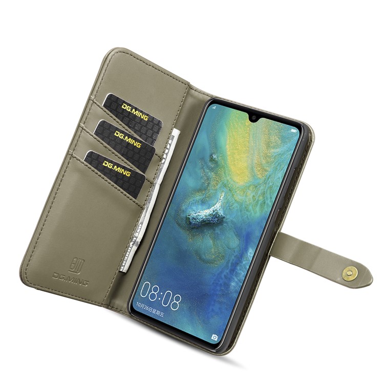 DG.MING Detachable 2-in-1 Split Leather Wallet Cell Phone Case for Huawei Mate 20 - Green-10