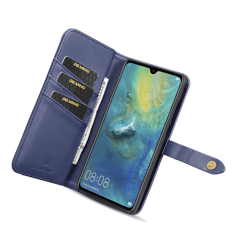 DG.MING Detachable 2-in-1 Split Leather Wallet Mobile Phone Cover Shell for Huawei Mate 20 - Blue-10