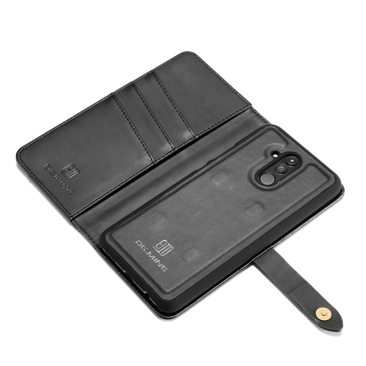 DG.MING Split Leather Wallet Cover + Detachable PC Back Case for Huawei Mate 20 Lite - Black-12