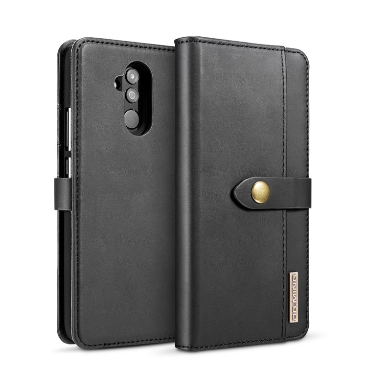 DG.MING Split Leather Wallet Cover + Detachable PC Back Case for Huawei Mate 20 Lite - Black-2