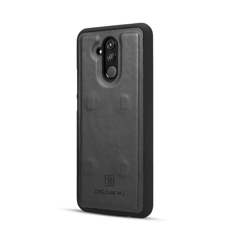 DG.MING Split Leather Wallet Cover + Detachable PC Back Case for Huawei Mate 20 Lite - Black-5